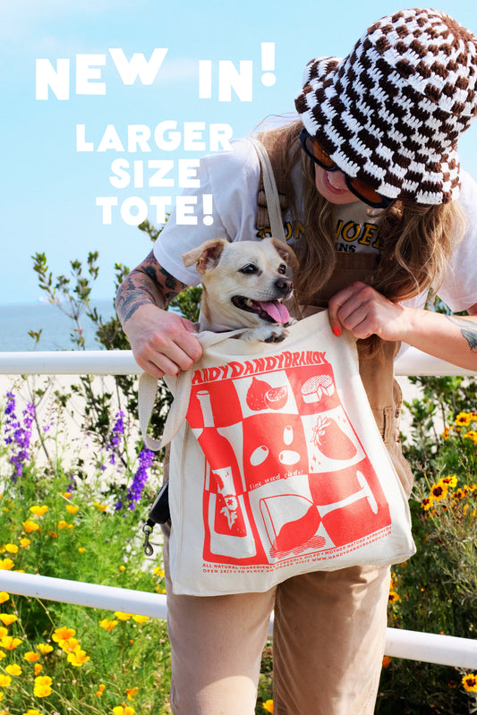 handy dandy brandy tote bag