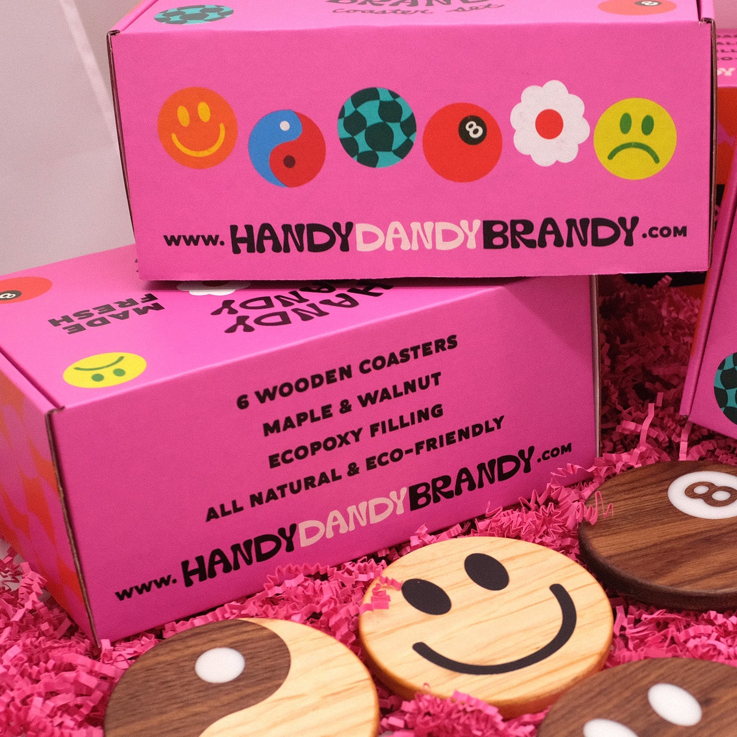 wooden coasters that look like cookies in maple and walnut
