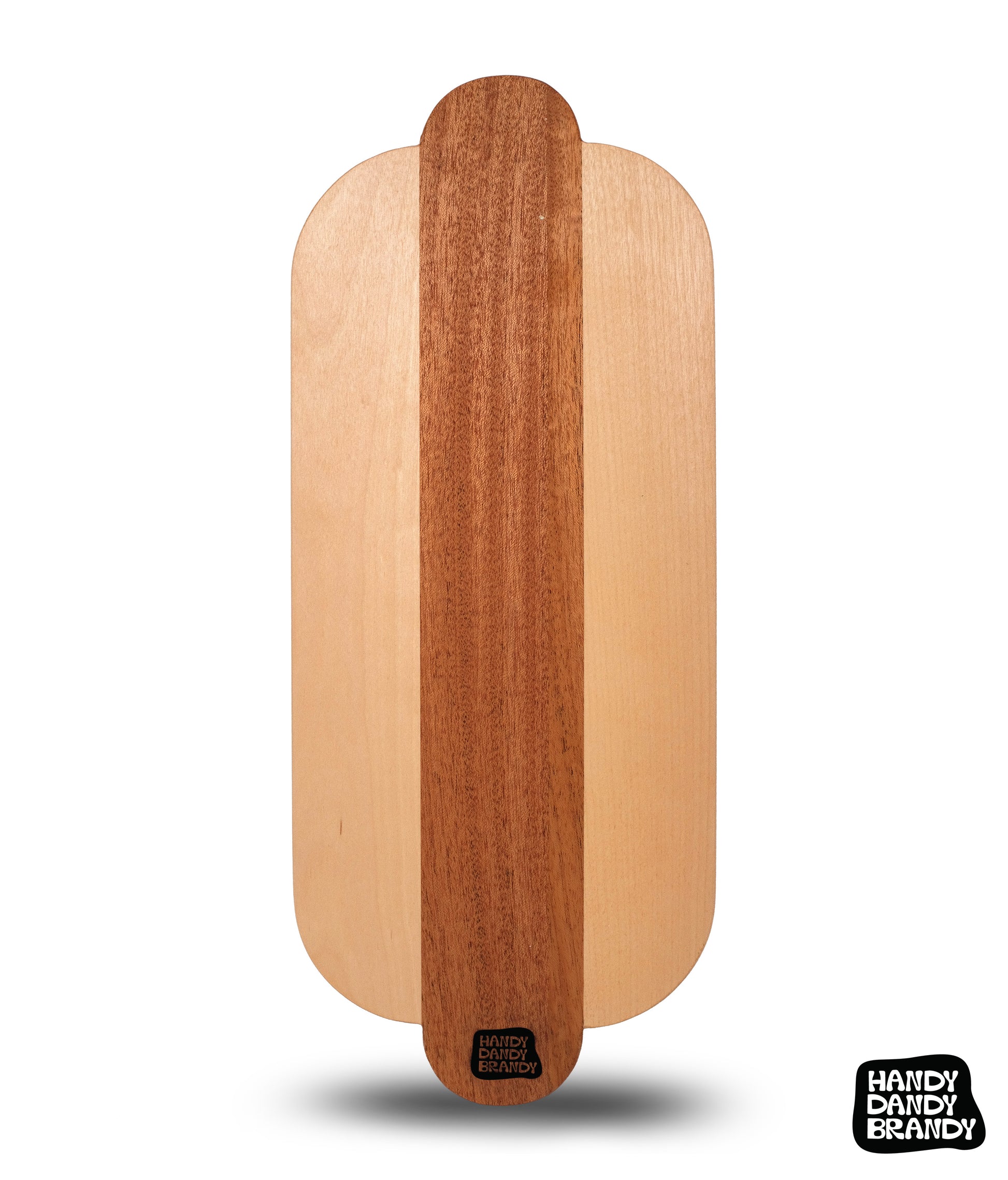 hot dog shaped cutting board made of mahogany and birch