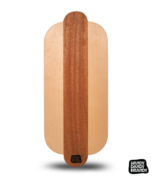 hot dog shaped cutting board made of mahogany and birch