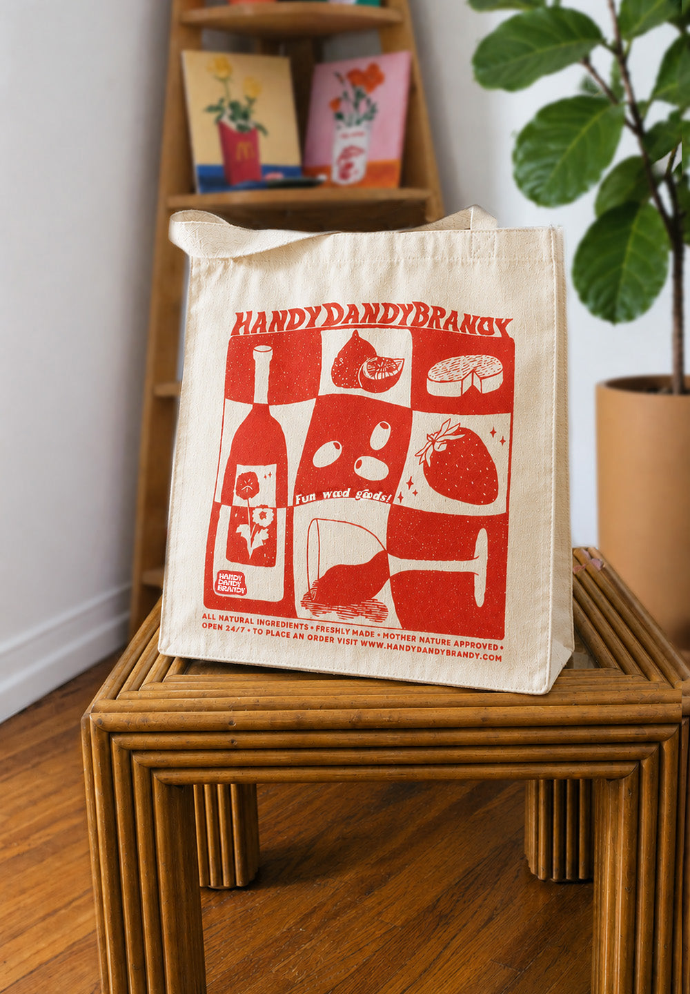 Handy Dandy Tote Bag (Inner Peach Design)