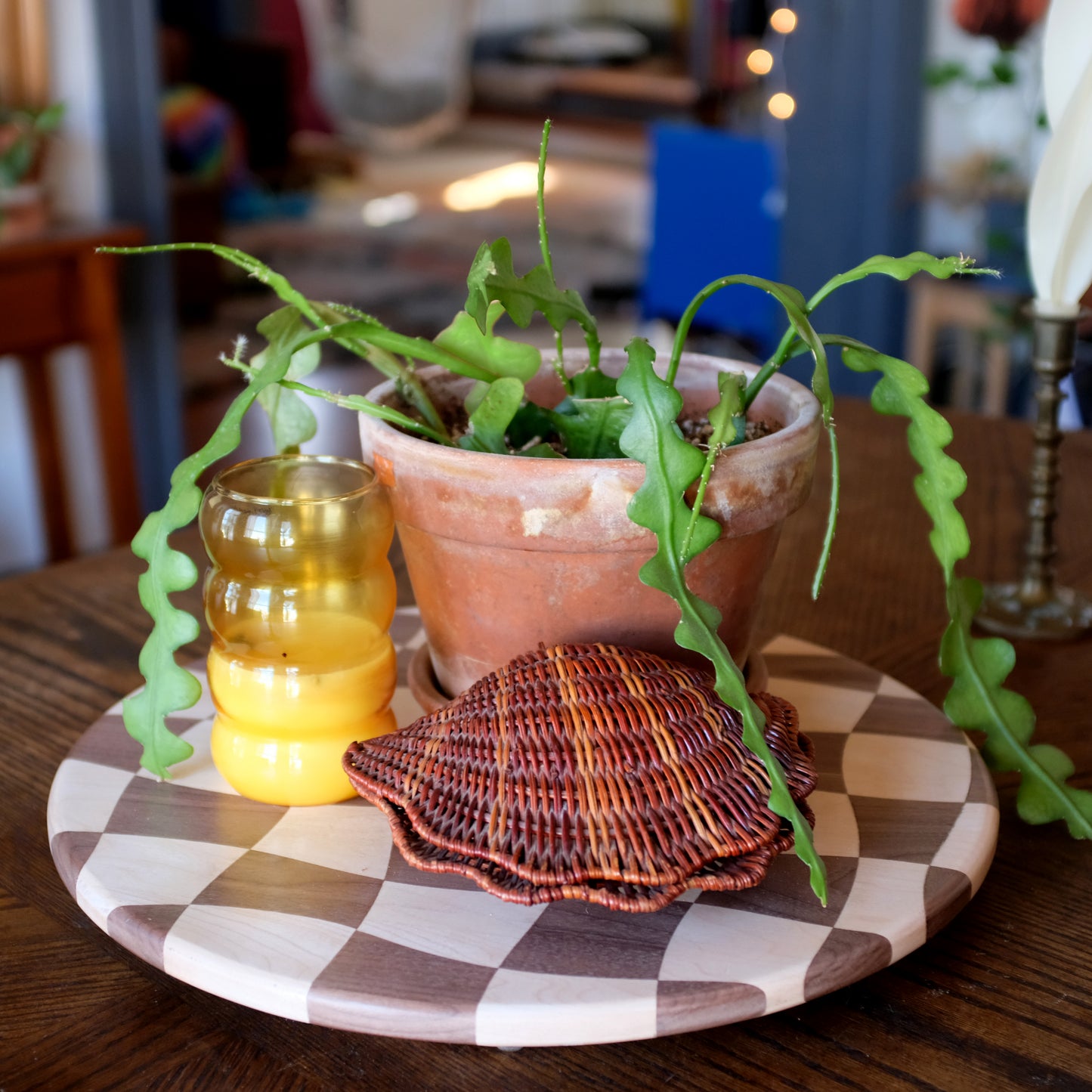 wavy checkered lazy susan