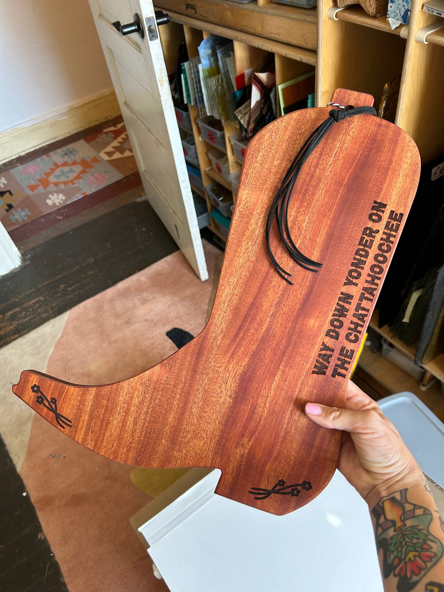 cowboy boot shaped charcuterie board