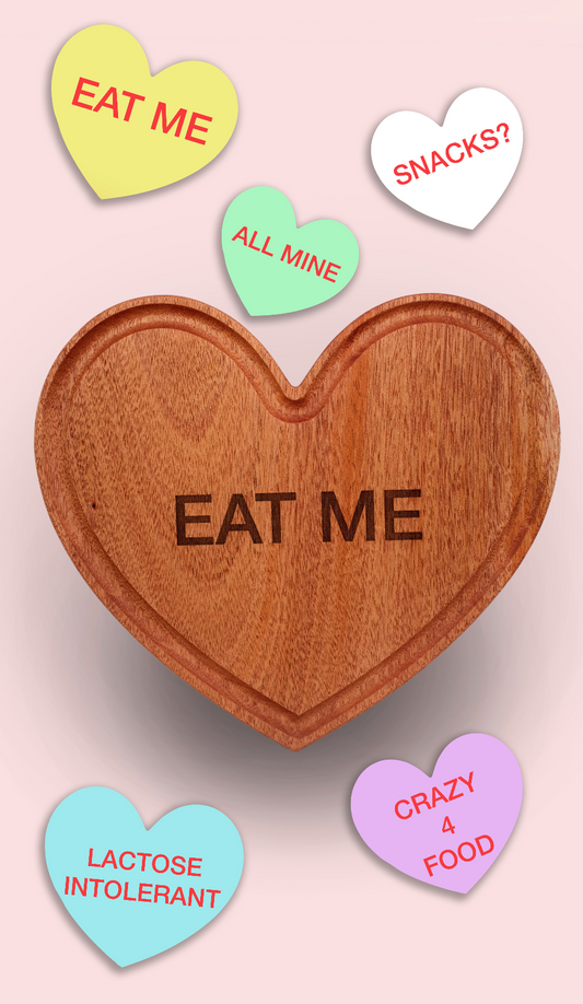 candy heart shaped cutting board