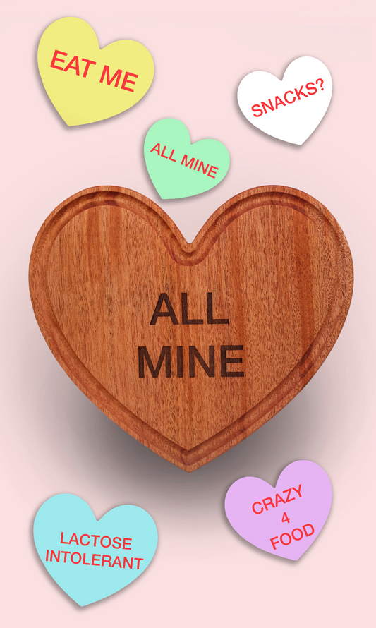 candy heart shaped cutting board