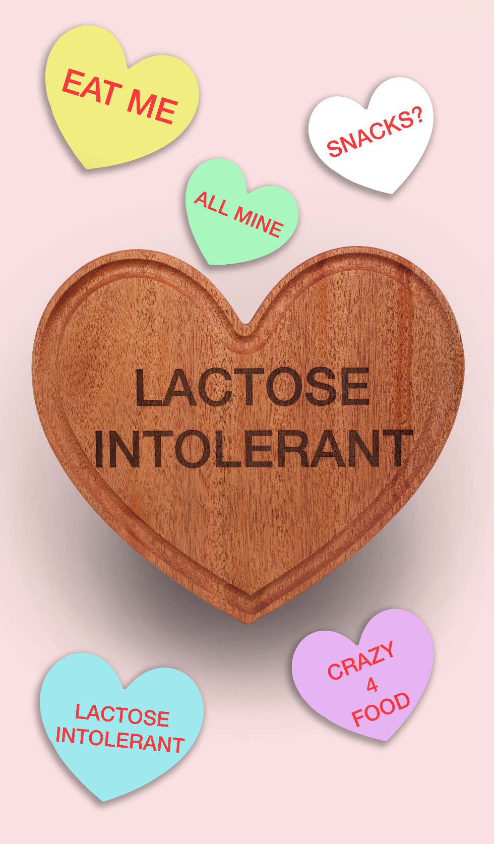 candy heart shaped cutting board