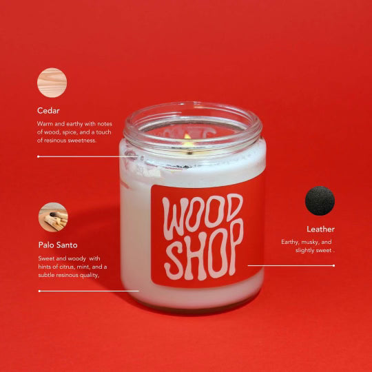 wood shop scented candle