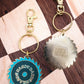 mushroom and saw blade enamel keychain