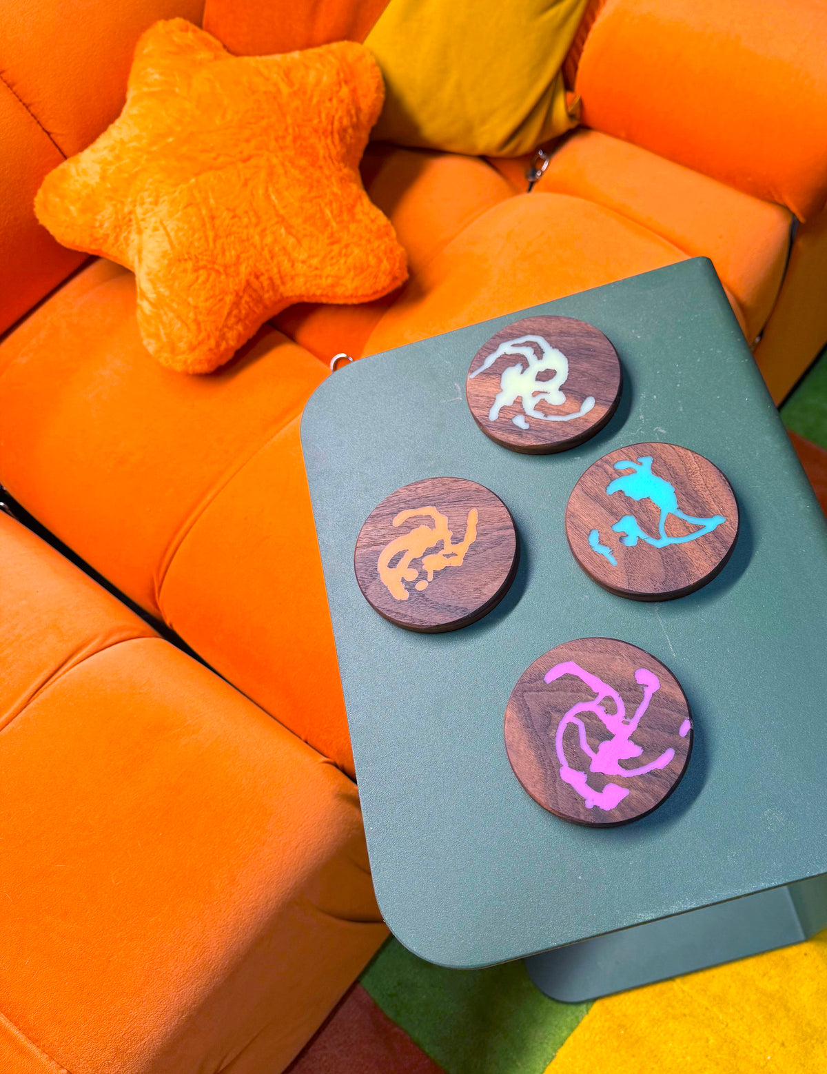 Messages from Mars | Walnut Coaster Set of 4