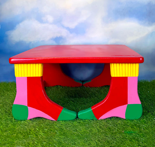 Hand- Painted Foot Stool | Color Block Socks