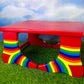 Hand- Painted Foot Stool | Rainbow Stripe Socks