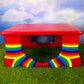 Hand- Painted Foot Stool | Rainbow Stripe Socks