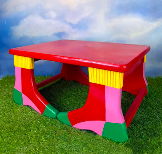 Hand- Painted Foot Stool | Color Block Socks