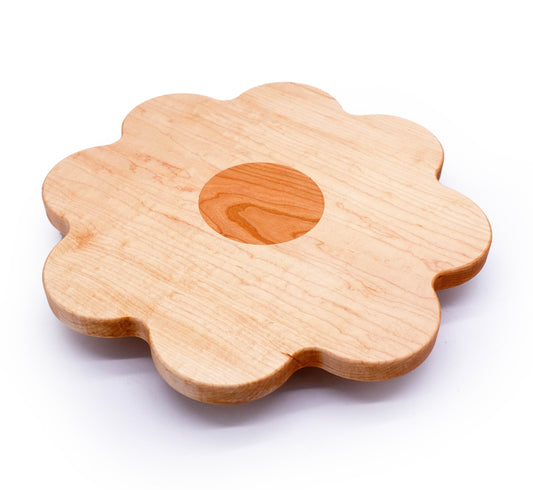 flower lazy susan made of maple and cherry