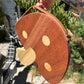 mushroom shaped cutting board made of mahogany and poplar