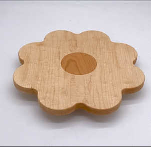 flower lazy susan made of maple and cherry