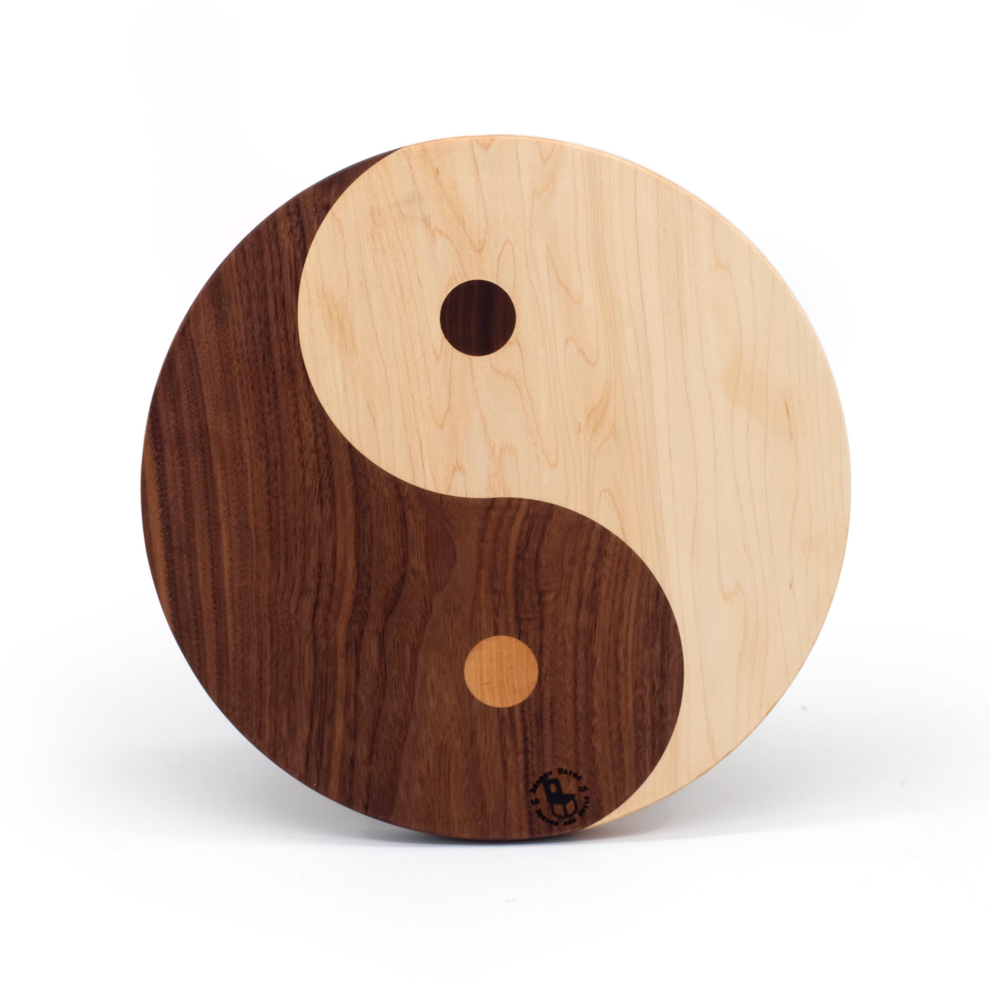 yin yang cutting board made of walnut and maple